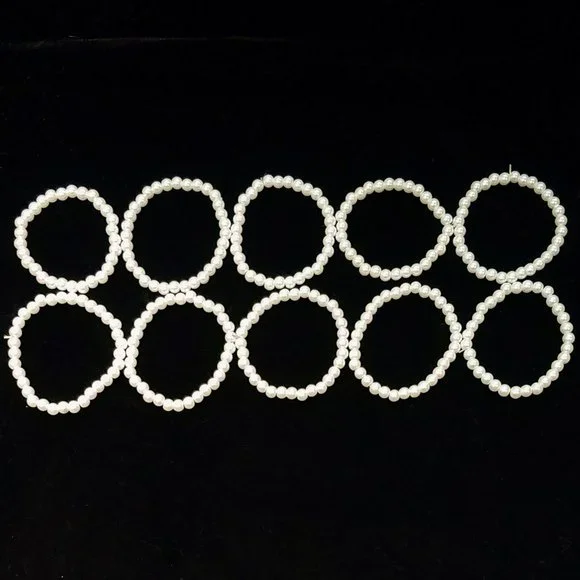 Set of Ten Faux Pearl Stretch Bracelets - Picture 3 of 3